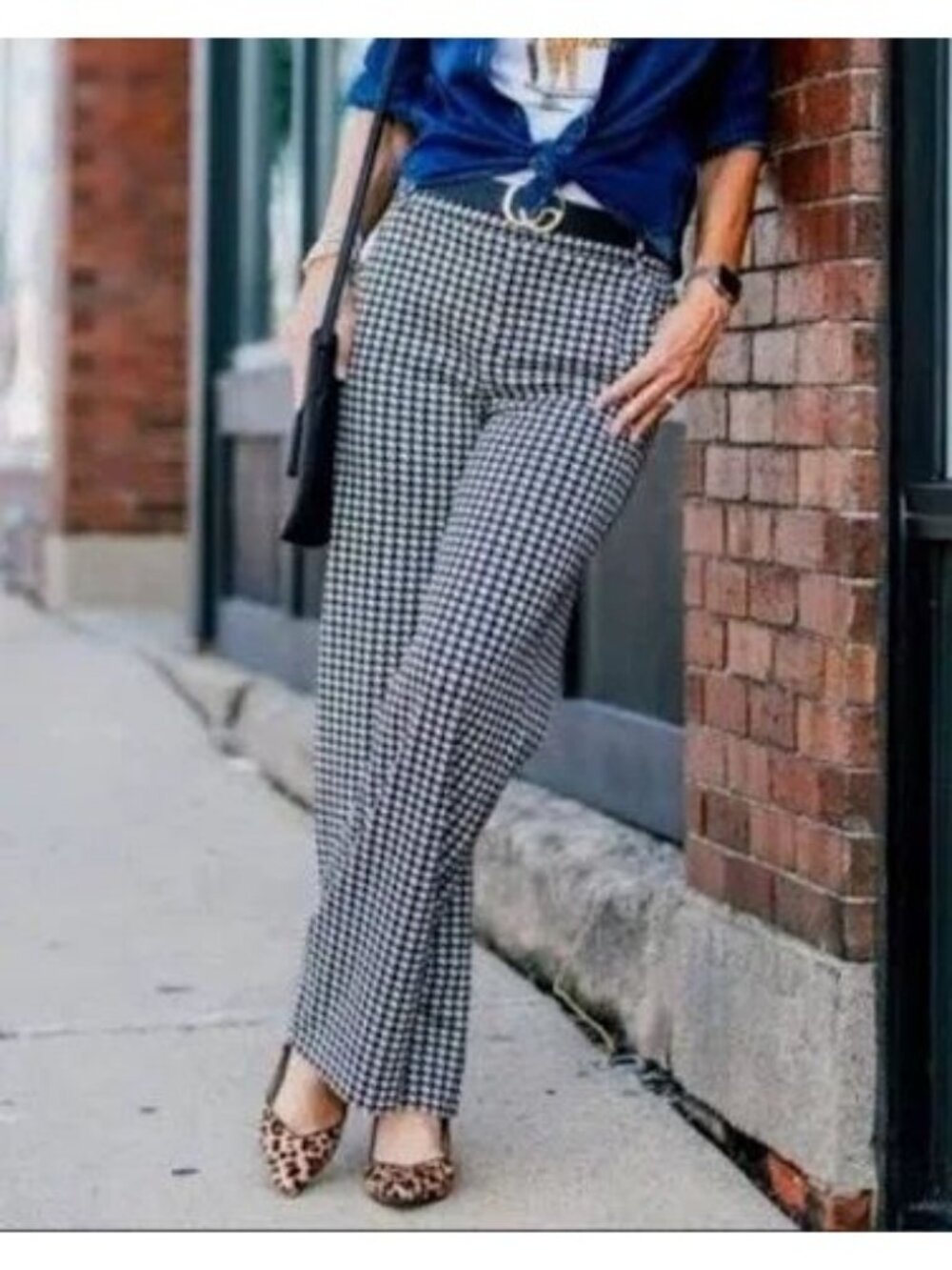 CABI Houndstooth Wide Leg Pants Black & White Cabi Size 8
